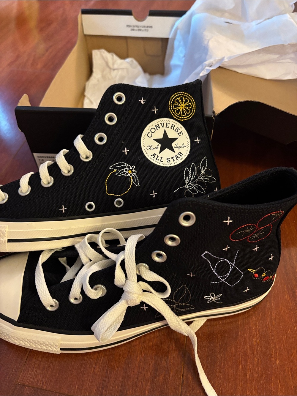 Converse CTAS Hi Black/Red/Gold Palm High Top Sneakers size 9.5wnew